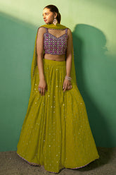 Designer Light Green  detailed Indian tradition design on georgette lehenga with sequence and embroidery | bollywood lehenga